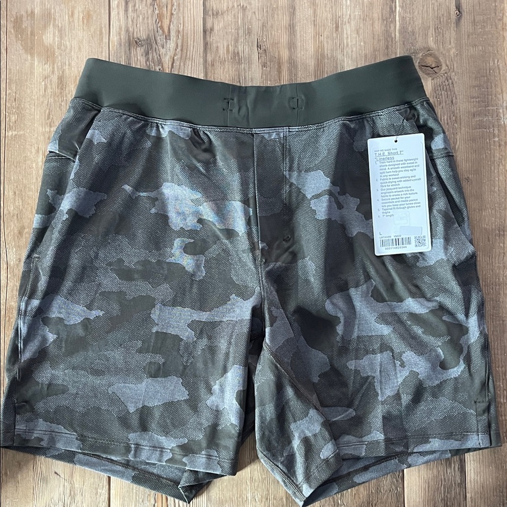 NEW Lululemon THE Short 7” Linerless Green Camo